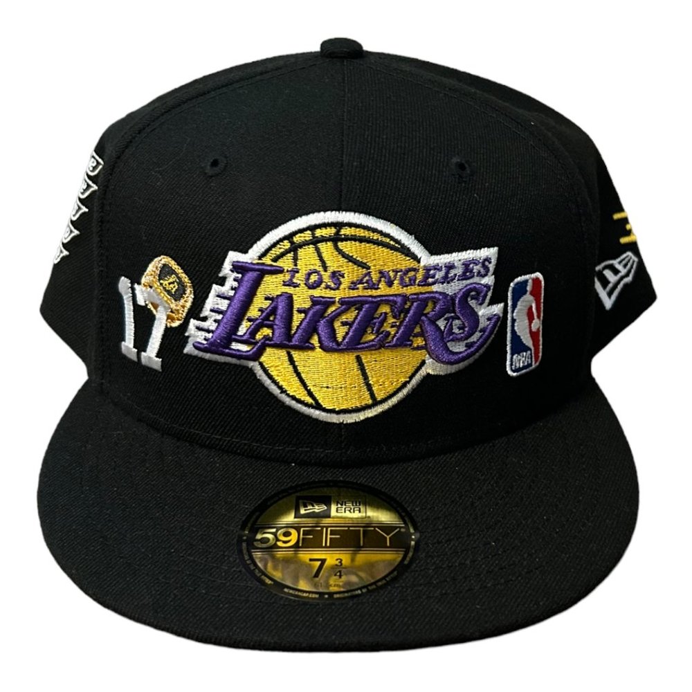 New Era LOS ANGELES LAKERS 17X WORLD CHAMPIONS 59FIFTY FITTED 7 3/4 Black HAT